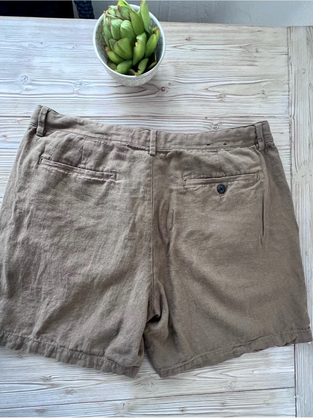 Banana Republic Factory Linen Blend Shorts Men’s 36 Brown Flat Front Casual